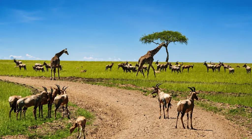 Maasai Mara savannah landscape with wildlife, viewed during a Kenya eTA visa application